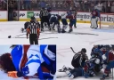 Драка в НХЛ: две команды столкнулись, один игрок остался кровоточащим