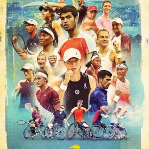 Постер US Open: Швентек, Алькарас и чемпионы прошлых лет - лидеры турнира