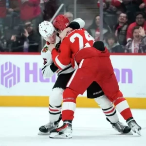 Видео: Российский форвард "Детройта" Костин превзошел американского защитника "Чикаго" в НХЛ